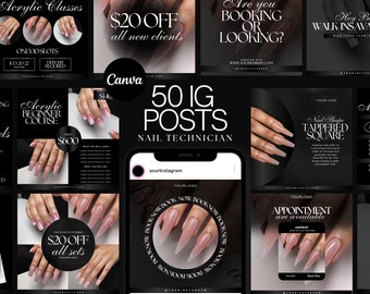 Nail Tech Templates Instagram, Nail Tech Minimalist, Canva Templates, Nail Flyers, Minimalist Social Media Content, Luxury Nail Artist