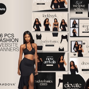 26 Web Theme Banners Boutique Banner Set | DIY Shopify Web Banners | Canva | Clothing Fashion