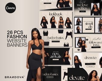 26 Web Theme Banners Boutique Banner Set | DIY Shopify Web Banners | Canva | Clothing Fashion