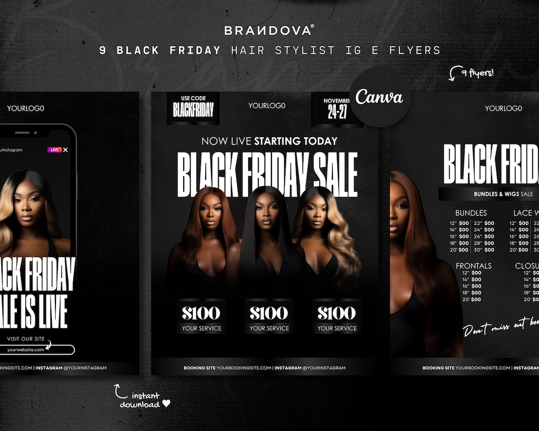 Black Friday Hair Templates, Hairstylist Boutique Black Friday Sales