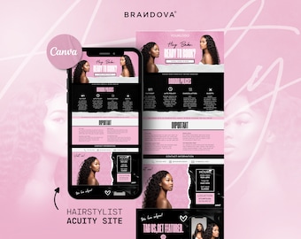 May include: A screenshot of a website for a hairstylist. The website is black and white with pink accents. The website has a header that says "Hey Babe, Ready to Book?" and a section for booking policies. The website also has a section for important information and a contact information section. The website has a location and hours of operation listed. The website also has a call to action that says "Tag Us, Get Featured."