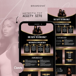Sito di pianificazione Hair Acuity, modello modificabile Canva, Acuity Beauty, banner per siti Web per capelli, parrucchiere, parrucche, edizione premium