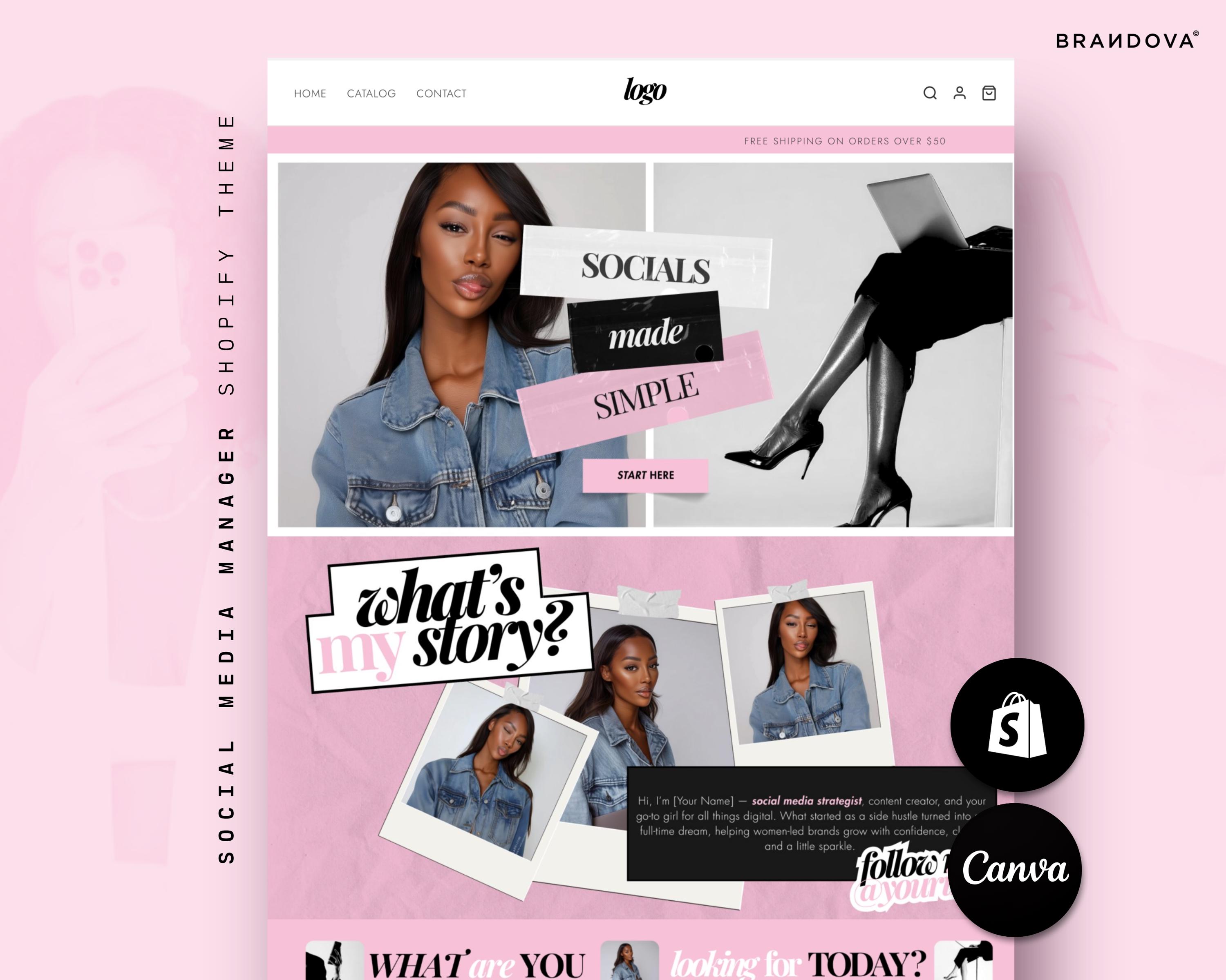 Sarai | Social Media Manager Shopify Theme, Business Coach Website, Digital Marketing Web Banners, Social Media Coach Templates, Showit