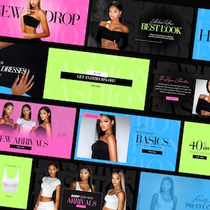 May include: A collage of colorful images promoting clothing sales. The images feature models wearing various tops and the text "New Drop", "Get an Extra 30% Off! Shop Now", "Back to Basics", "40% Off Whole Sitewide", "Shop Our New Arrivals", and "Pretty & Chic".