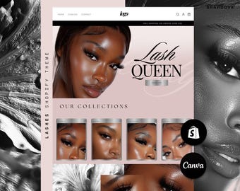 Laisha | Lash Tech Website, Cosmetics Shopify Theme, Lash Tech Web Banners Templates, Fake Lashes Website, Eyelash Extensions, Beauty
