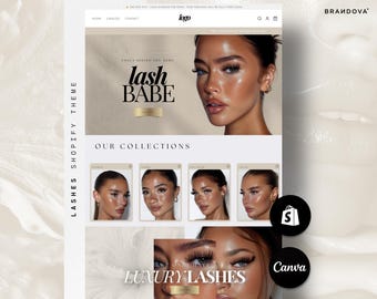 Cosmetic Web Banners, Shopify Theme, Lash Tech Templates, Fake Lashes Website, Eyelash Extensions, Beauty, Makeup Cosmetics Shopify Theme