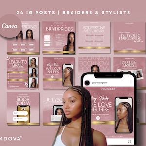 Braiding Business Flyers | Braids Hairstylist Instagram Posts | Beauty Brand Template