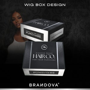 Peut inclure: Bo&icirc;te &agrave; perruque noire et argent&eacute;e avec le texte "Diamond Renea Hair Co. For Your Purchase" et "Thank You For Your Purchase" sur le devant. La bo&icirc;te porte &eacute;galement le texte "Brandova" en bas.
