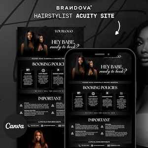 Sito di pianificazione Hair Acuity, modello modificabile Canva, attività di parrucchiere Acuity Beauty, banner per siti Web di parrucchieri, parrucchiere, parrucche, boutique