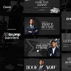 50 Tax Prep Templates Bundle, Tax Preparation Website Design Corporate Business Website Banners, Credit Repair, Tax Consultation Web Banner