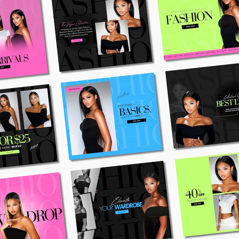 100 x Shopify Website Templates, Wix Fashion Boutique Web Banners, Neon Clothing Website Template, Clothes, Accessories, Sunglasses Banner image 6