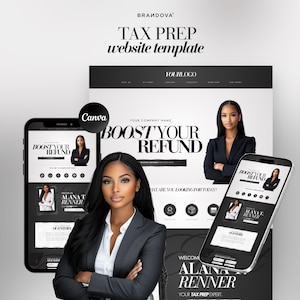 Tax Prep Website, Link In Bio Canva Site Tax Consultant Templates,  Website Banners, Credit Repair, Tax Consultation Web Banner, Tax Flyers