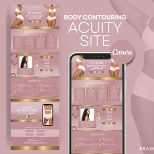 Body Contouring Acuity Scheduling Site, Canva Editable Template, Acuity Body Sculpting Business, Beauty Website Banners, Body Waxing Service