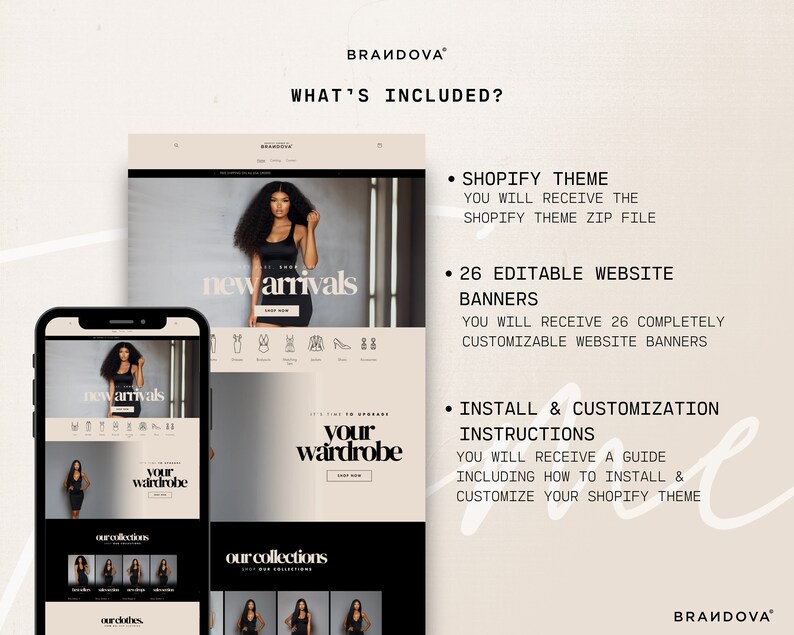 Puede incluir: Una captura de pantalla del dise&ntilde;o de un sitio web para una tienda de ropa en l&iacute;nea. El sitio web presenta un esquema de color blanco y negro con un dise&ntilde;o minimalista. El sitio web incluye una pancarta que dice "nuevas llegadas" y una secci&oacute;n que dice "nuestras colecciones". El sitio web tambi&eacute;n incluye una secci&oacute;n que dice "es hora de actualizar tu guardarropa".