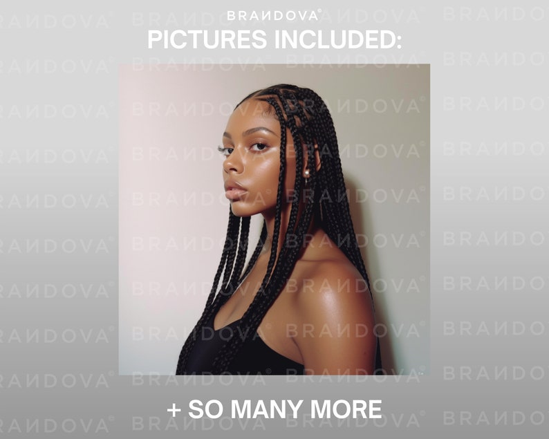 May include: A close-up portrait of a person with dark skin and black braided hair. The person is wearing a black tank top and looking to the side. The background is a light gray color. The text "PICTURES INCLUDED: + SO MANY MORE" is at the bottom of the image.
