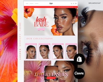 Leslie | Lashes Website, Lash Tech Web Banners Templates, Fake Lashes Website, Eyelash Extensions, Beauty, Makeup Cosmetics Shopify Theme
