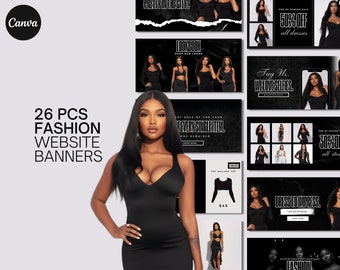26 Web Banners Boutique Banner Set | DIY Shopify Web Banners | Canva Streetwear Website Banner | Website Banner Set | Clothing Shoes Fashion