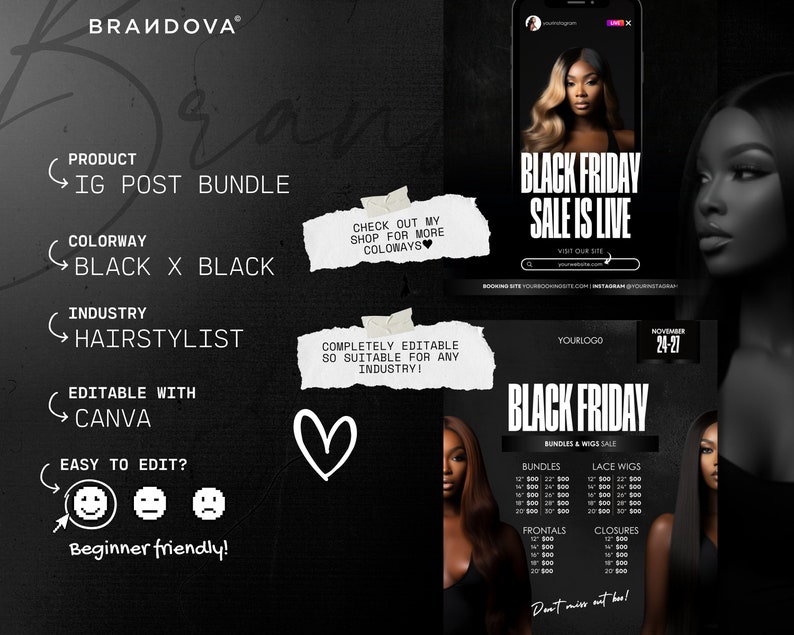 Black Friday Hair Templates, Hairstylist Boutique Black Friday Sales