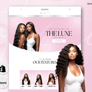 Luxury Hair Shopify Theme, Hair Shopify Store, Shopify Theme for Hair, Shopify Theme for Wigs, Shopify Theme for Extensions, Pink Shopify