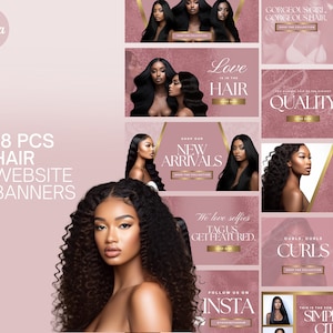 18 Hair Web Banner Set | Premade Web Banners Templates | Hair Website Banners | Beauty Website Banner Templates | Hairstylist Branding
