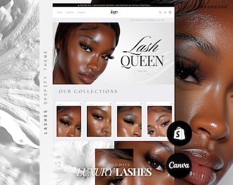 Leilani | Lashes Shopify Theme, Lash Tech Web Banners Templates, Fake Lashes Website, Eyelash Extensions, Beauty, Makeup Website, Minimalist