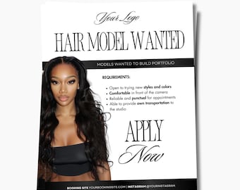 Hair Models Wanted Flyer Template | Editable Canva Hair Stylist Flyer | Quick Weave Model Call Template | Beauty Instagram Post | Clean