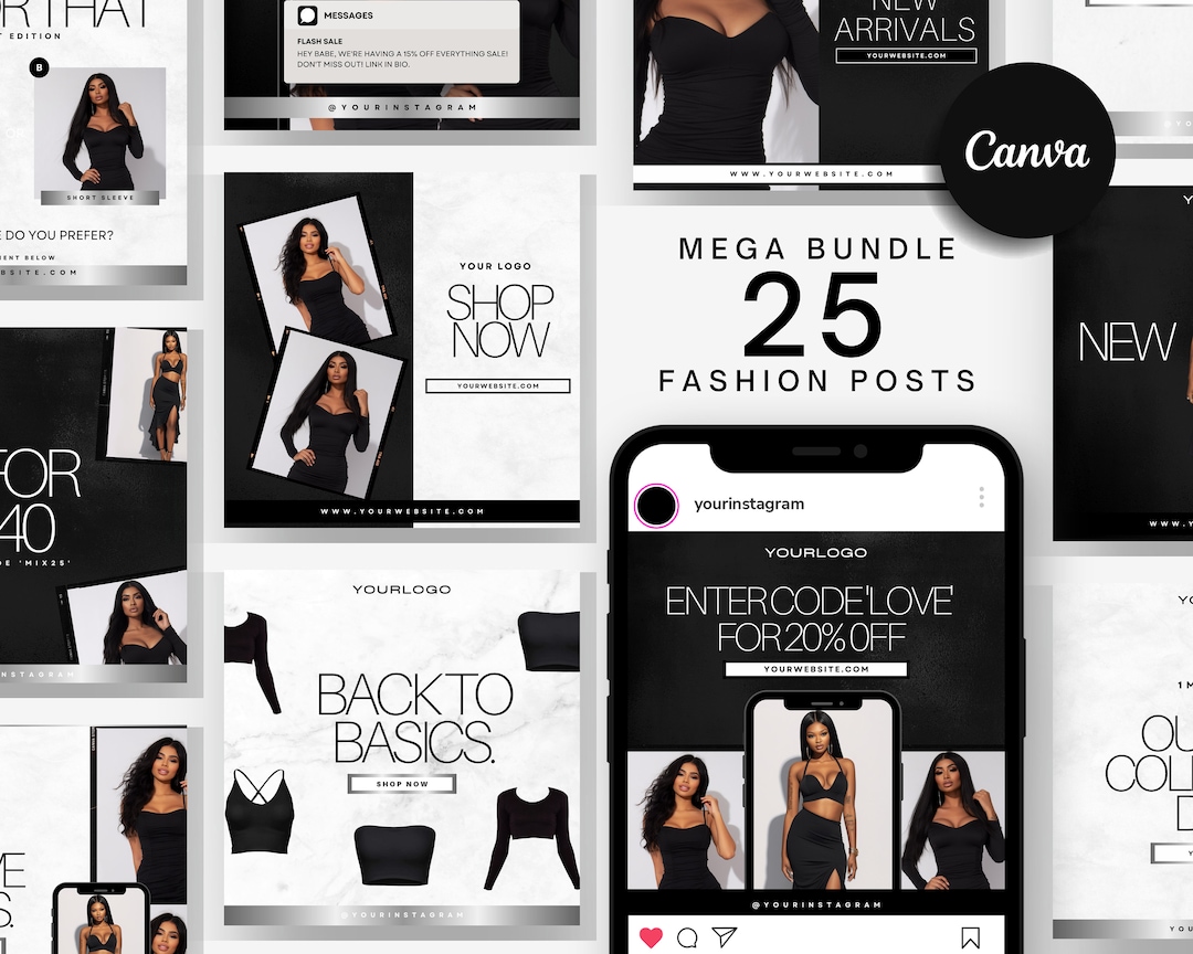 Boutique Branding Kit Instagram Post Templates Summer Fashion