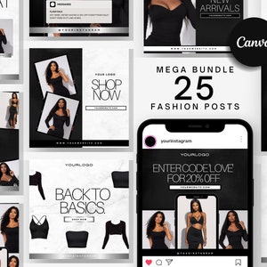 Boutique Branding Kit | Instagram Post Templates |  Summer Fashion Streetwear Clothes Boutique Clothing Business | Canva IG | Content Posts