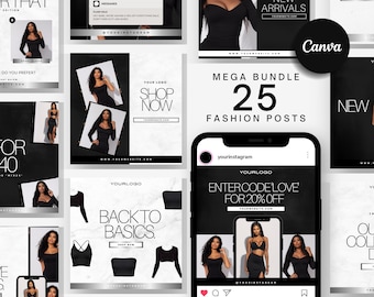 Boutique Branding Kit | Instagram Post Templates |  Summer Fashion Streetwear Clothes Boutique Clothing Business | Canva IG | Content Posts