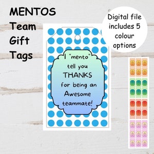 Mentos Team Gift Tags | Fun Team Gifts | Team Sport Gift Tags | Kids Team Sports | Snack Treat Bag Tags | Team Treats | Sporting Favors