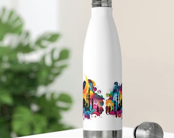 Islamic Art Water Bottle: 20oz Insulated Stainless Steel, Muslim Gift