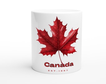 Canada Day Mug – Maple Leaf Ceramic Coffee Mug (11oz)