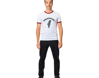 Palestine Ringer T-Shirt, Unisex Fitted Sleeve Tee