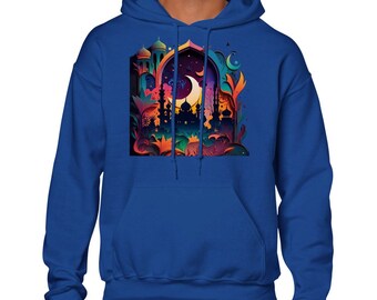 Neon Dreamscape Mosque Hoodie - Unisex Islamic Gift
