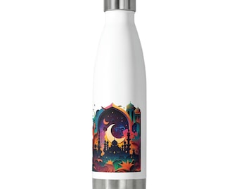 Islamic Art Stainless Steel Water Bottle, 20oz Insulated