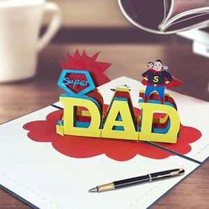 Vaderdagkaart Super Dad 3D Pop-up wenskaart voor hem