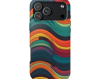 Color Wave Tough Phone Cases - Retro Pattern for iPhone & Samsung, Protective