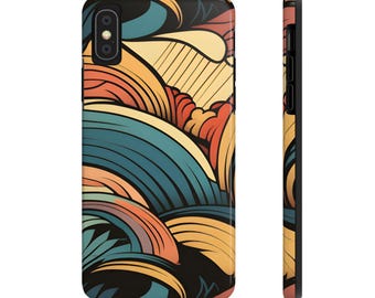 Colorful Wave Tough Phone Cases, Retro Protective Cover for iPhone Samsung