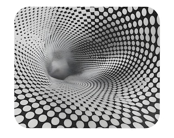 Optical Illusion Dot Vortex Mouse Pad | Black White Retro