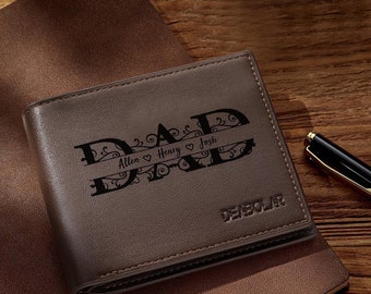 Personalized, Dad Name Wallet, PU Leather, Men Wallets, For Father's Day Gift