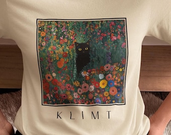 Klimt Cat T-Shirt, Gardening Lover Shirt, Gustav Klimt Artwork Tee, Gift for Her, Famous Artwork Tshirt