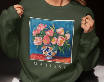 Sudadera Matisse Peonies, cuello redondo Art, colores cómodos
