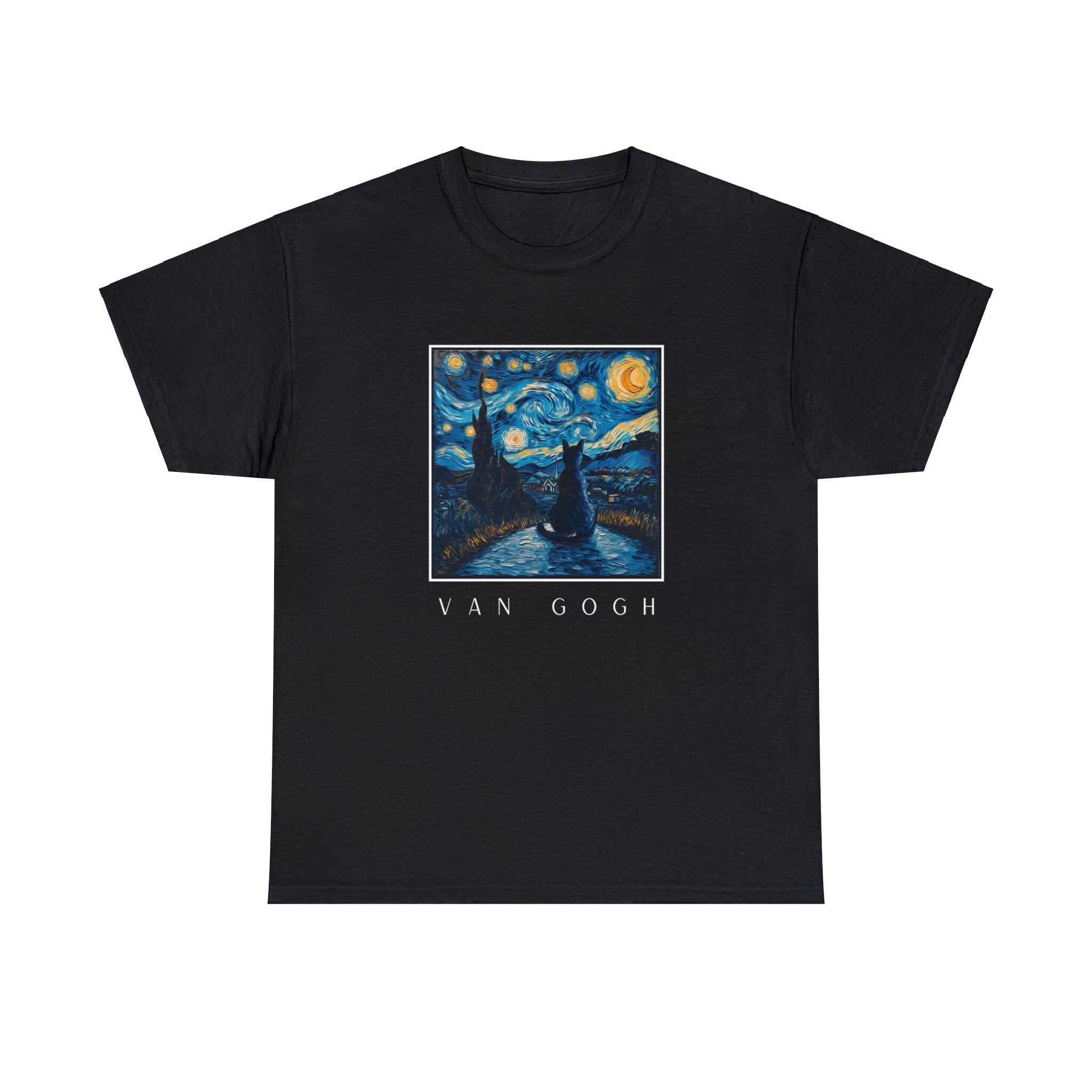 Van Gogh Cat Shirt, Van Gogh Black Cat Tee, Black Cat T