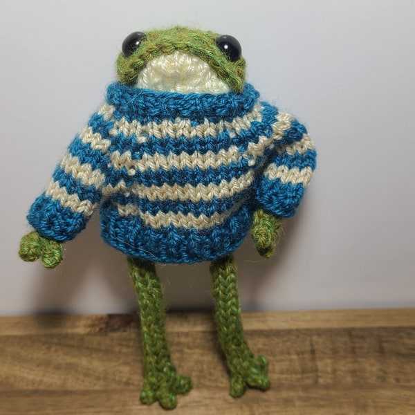 Froggy's sweater • outfit for knitted frog • doll clothes