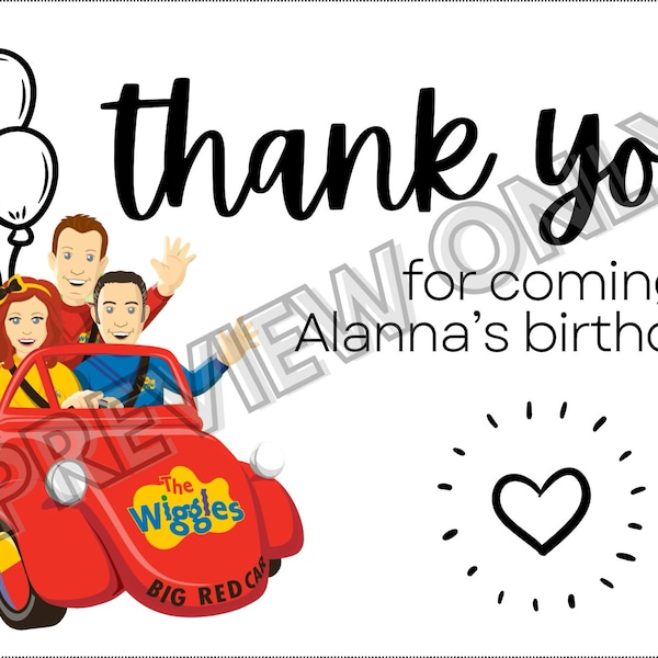 Wiggles Customized Birthday Thank You Note