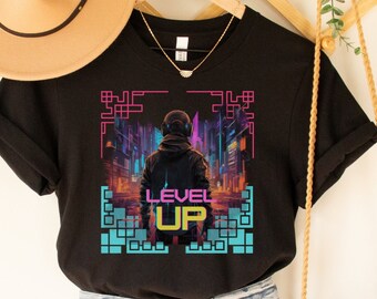 Level Up Gamer Shirt: Cyberpunk VR Apparel
