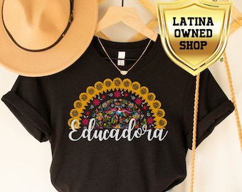 Con Lace Educadora Camicia / Maglietta Educatrice Latina Maestra , Consejera, Regalo Latina Insegnante Bilingue, Opere d'Arte Latino