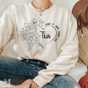 La Tia Sweater: Floral Heart, Spanish Aunt Gift