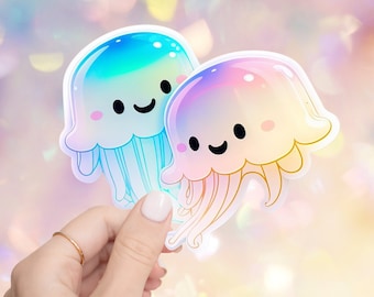 Pegatina de medusa kawaii: calcomanía impermeable de criatura marina