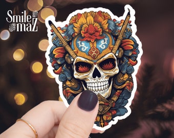 Sticker Samurai Calavera : Sticker vinyle imperméable pour ordinateur portable